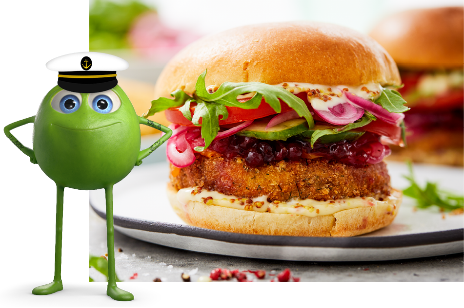 endori Erbse mit veggie burger di mare endori Erbse mit veggie burger di mare