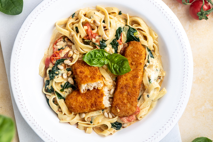 Spinatpasta mit endori veggie sticks di mare Spinatpasta mit endori veggie sticks di mare