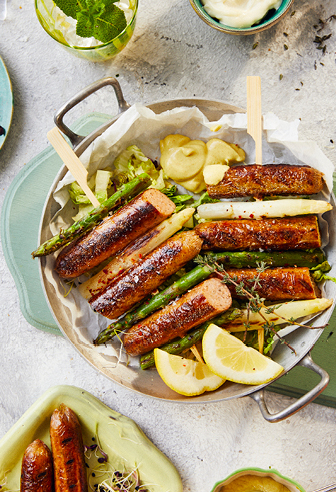 Spargel-Bratwurst-Spieße